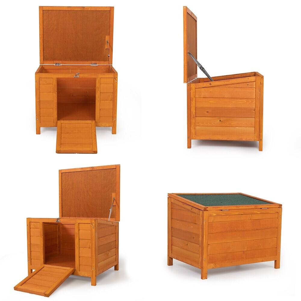 Alt View 1. Ficcuss Pets - Raised Wooden Pet House With Ladder.