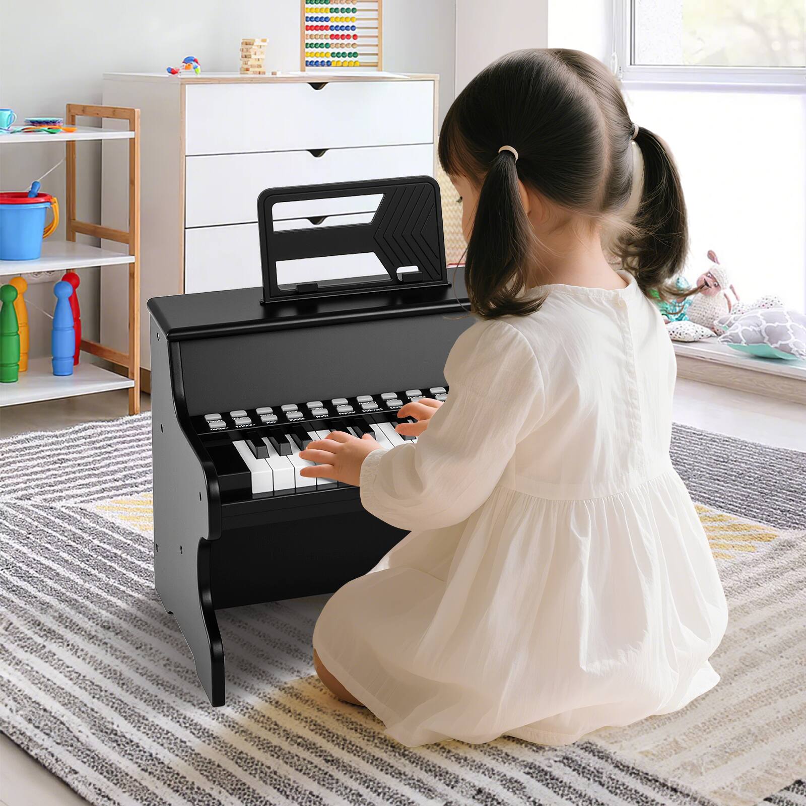 Alt View 1. Gymax - Gymax 25 Keys Digital Piano w/Music Stand Teaching Mode Lighted Keys 6 Instruments Black - Black.