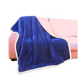 Noble House - Plazatex Corduroy Faux Sherpa Reverse Throw Blanket - 50x60" - Blue