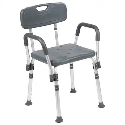 Front. Emma + Oliver - 300 Lb. Capacity Quick Release Back & Arm Shower Chair - Gray.