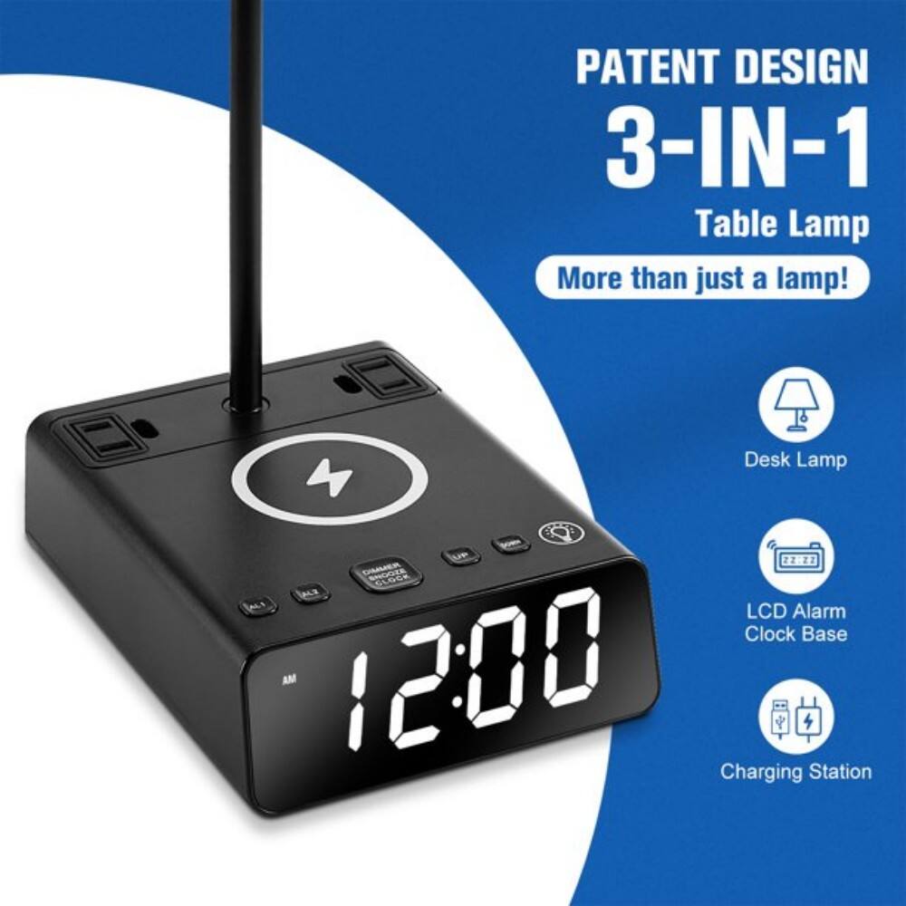 PATENT DESIGN 3-IN-1 Table Lamp More than just a lamp! Desk Lamp LCD Alarm Clock Base Charging Station