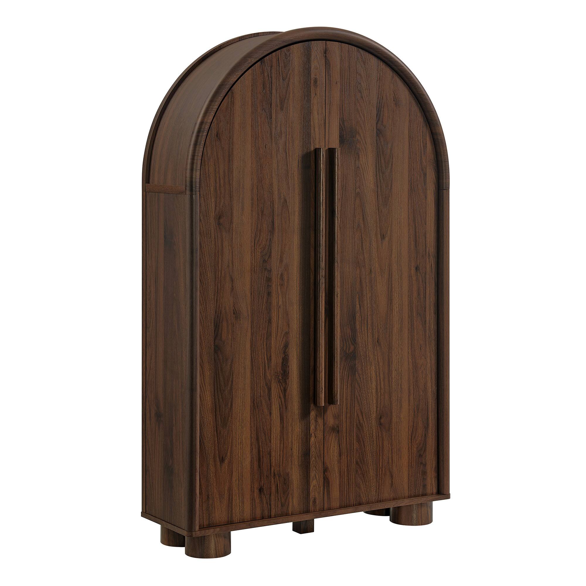 Angle. Modway - Bellamy Arched Fold-Out Desk Cabinet by Modway - Walnut.