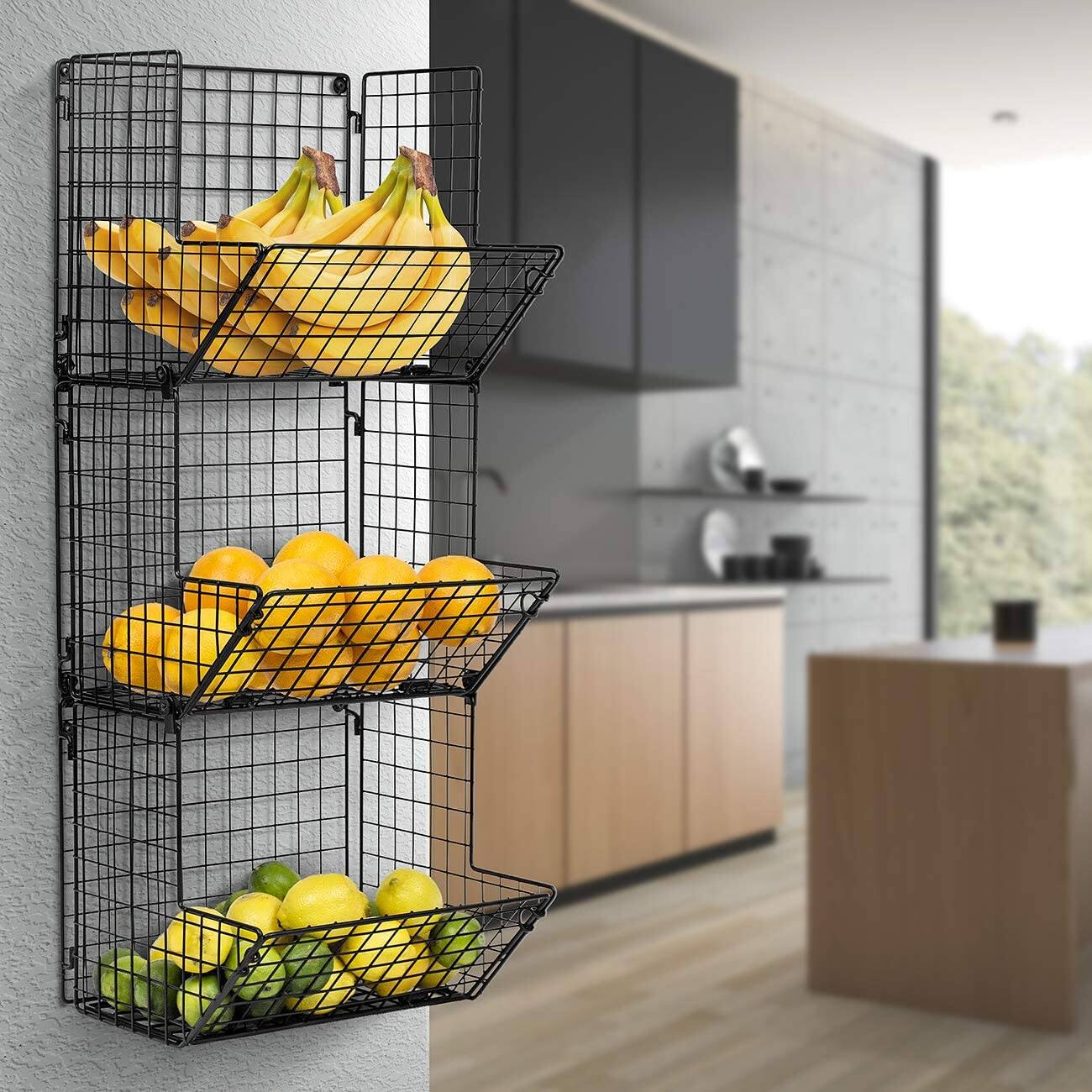 Back. Sorbus - Sorbus 3-Tier Fruit Basket Stand - for Kitchen Storage, Great for Produce Fruits and Vegetables & Potatos - Black.
