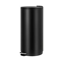 Acekool - 8 Gallon Round Trash Can 30 Liter, Soft Close Lid, Foot Pedal, Removable Inner Bucket, for Kitchen Bathroom Office - Black