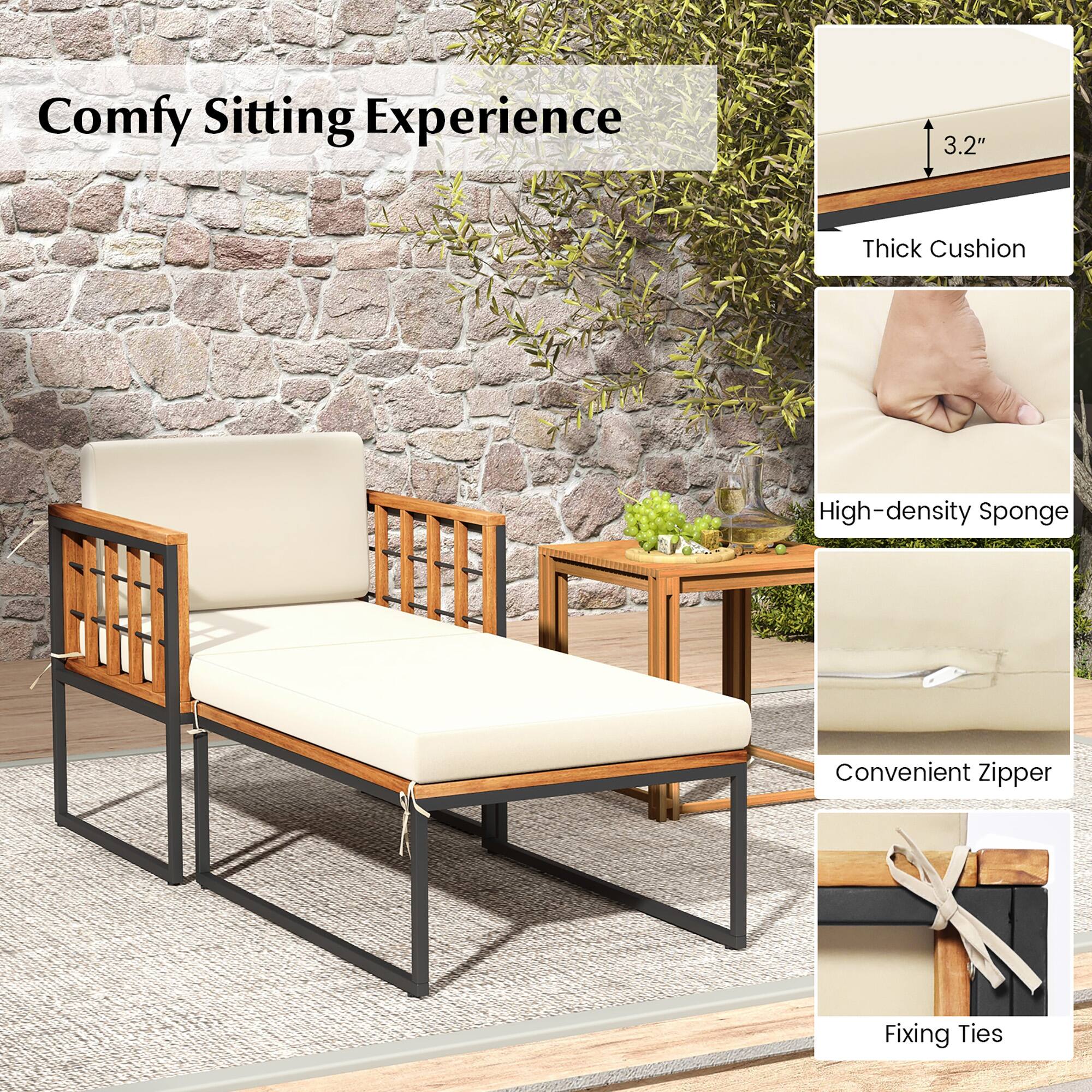 Comfy Sitting Experience

- 3.2" Thick Cushion
- High-density Sponge
- Convenient Zipper
- Fixing Ties