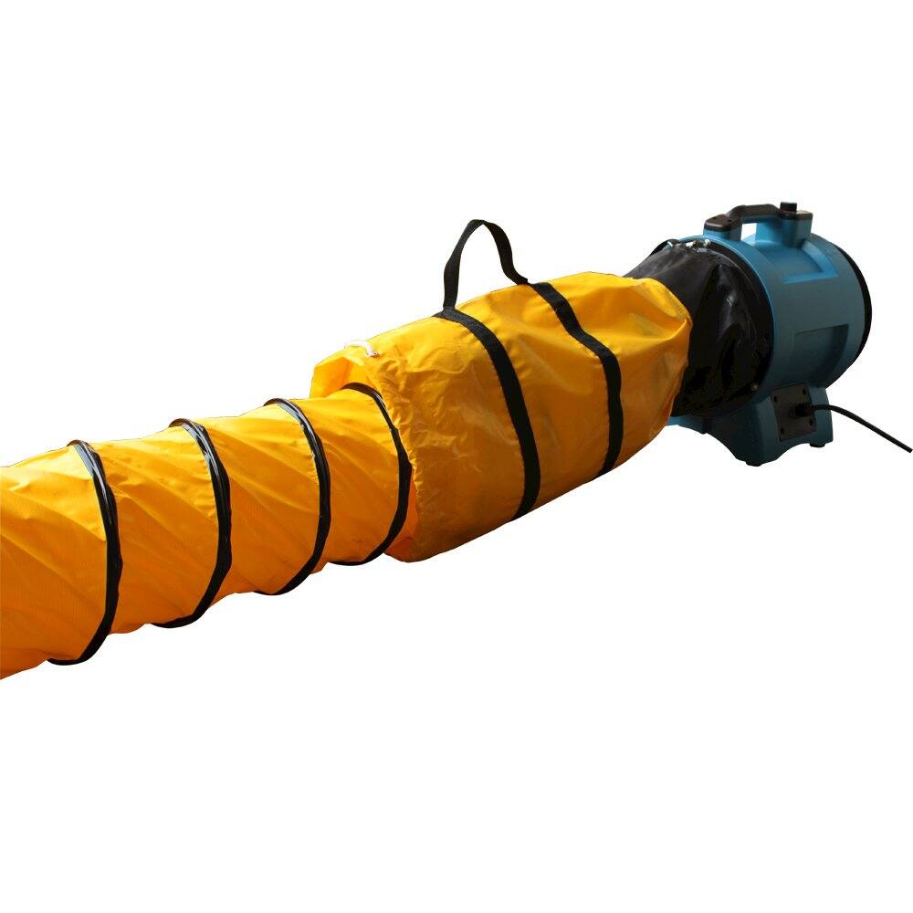 Left. XPOWER - Extra Flexible 8" Diameter 25 Ft Ventilation PVC Duct Hose - Yellow.