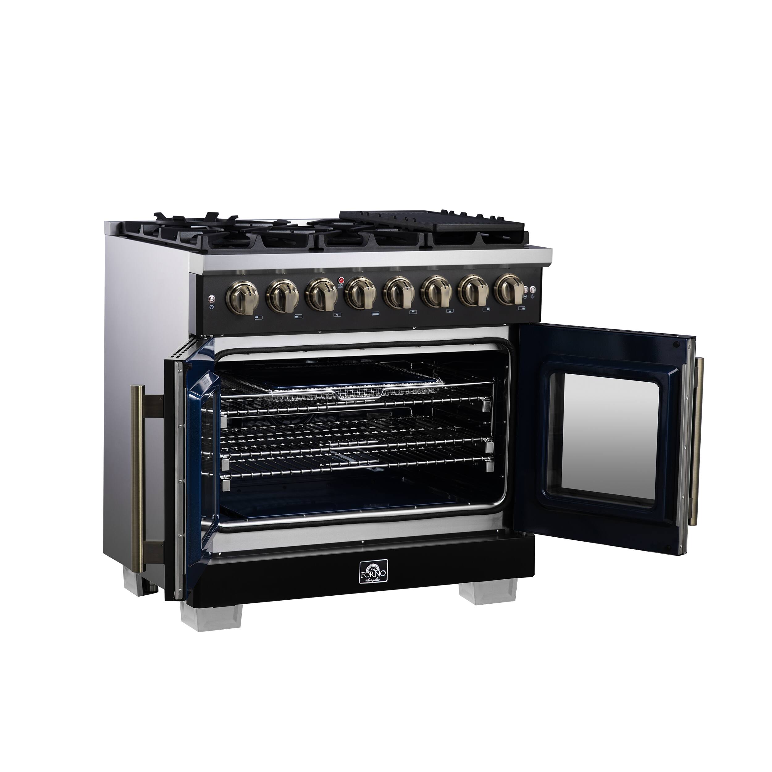 Alt View 6. Forno Appliances - Capriasca 5.36 Cu. Ft. Dual Fuel Range with French Door Design - Black.