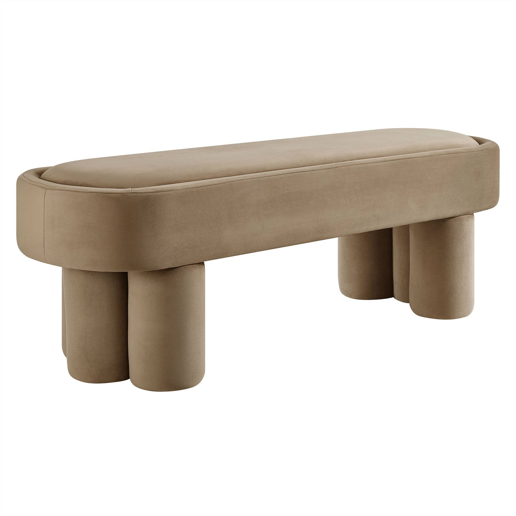 Angle. Modway - Mossi Oval Performance Velvet Accent Bench by Modway - Taupe.