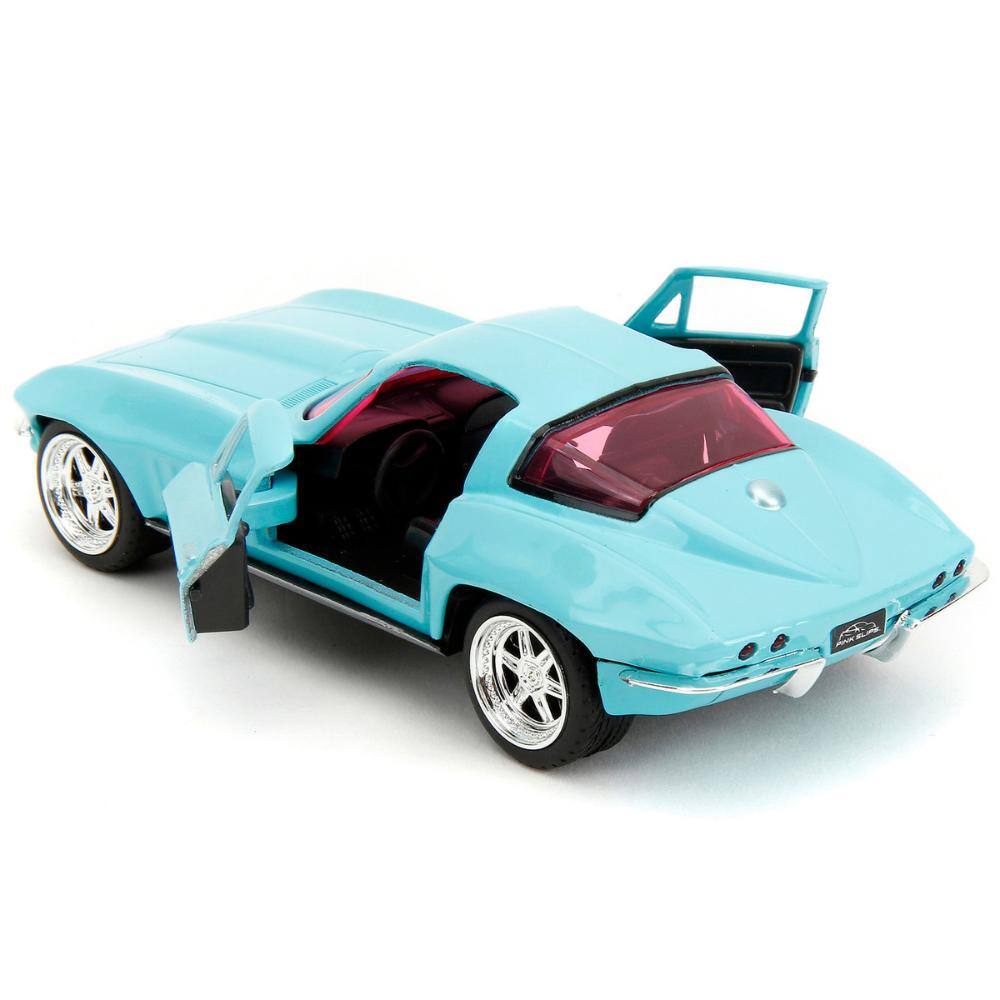Back. Jada - 1966 Chevrolet Corvette Light Blue with Pink Tinted Windows "Pink Slips" Series 1/32 - Light Blue and Pink.