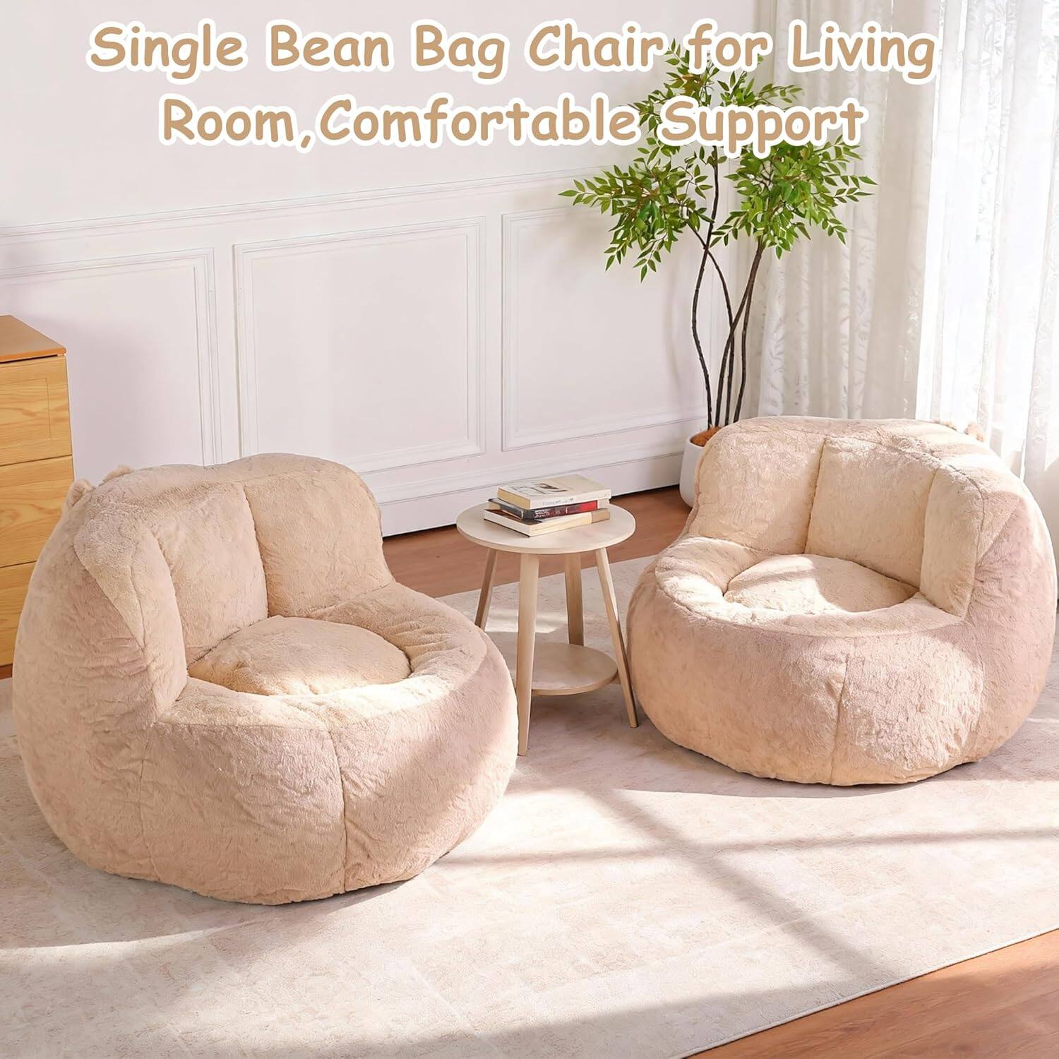 Single Bean Bag Chair for Living Room, Comfortable Support