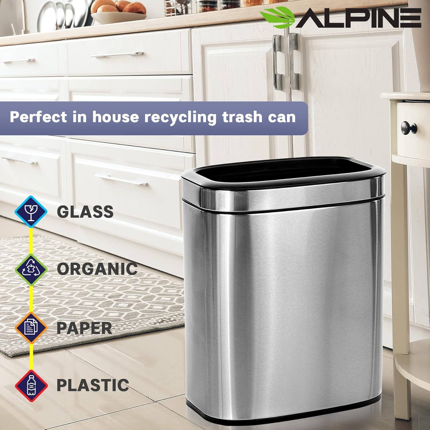 ALPINE Perfect in house recycling trash can
GLASS
ORGANIC
PAPER
PLASTIC