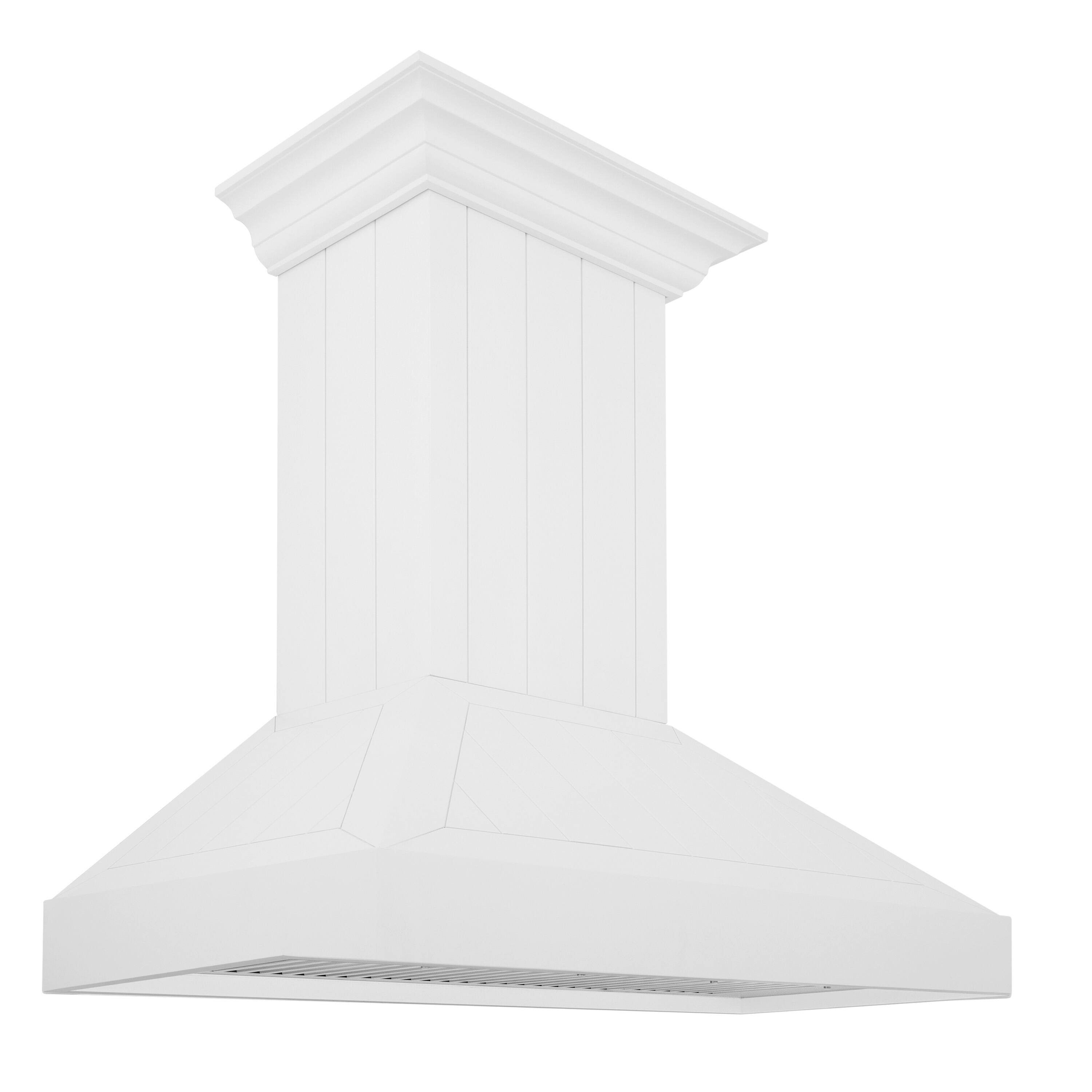 Left. ZLINE - ZLINE 30 in. Wooden Wall Mount Range Hood (KPWW-30) - Shiplap Bright White.