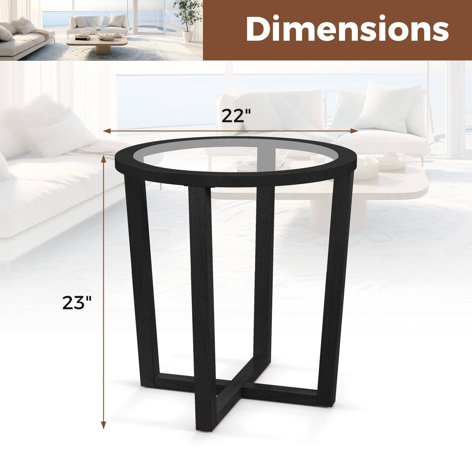 Dimensions
22"
23"