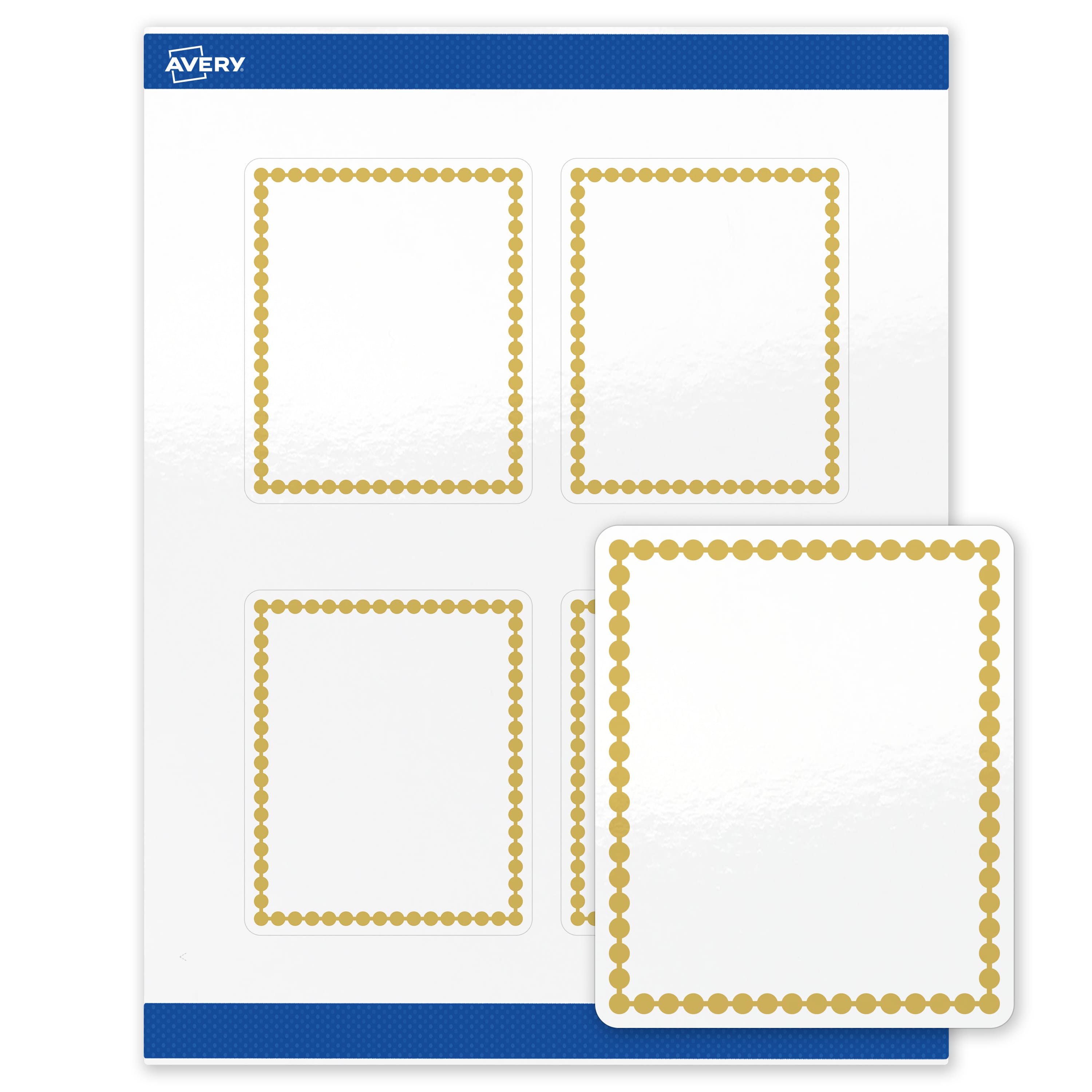 "Avery - Labels, 4"" x 3-1/3"", Glossy Gold Beads - White" price history on PriceWatchPro