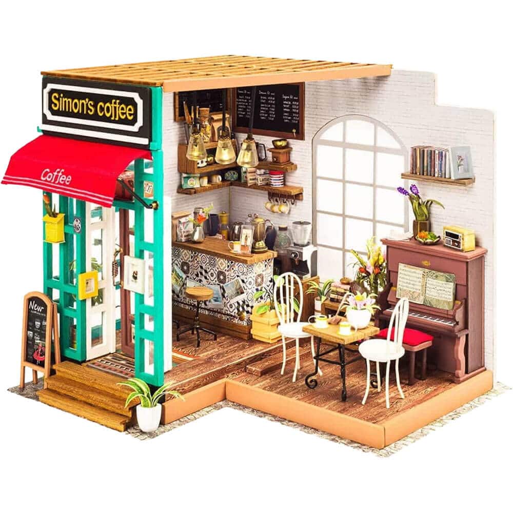 Rolife - DG109 DIY Miniature Dollhouse Kit - Simons Coffee Shop - Black