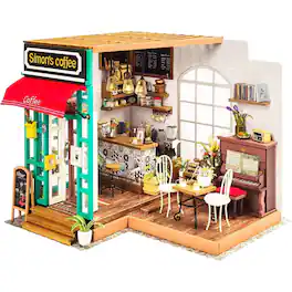 Rolife - DG109 DIY Miniature Dollhouse Kit - Simons Coffee Shop - Black
