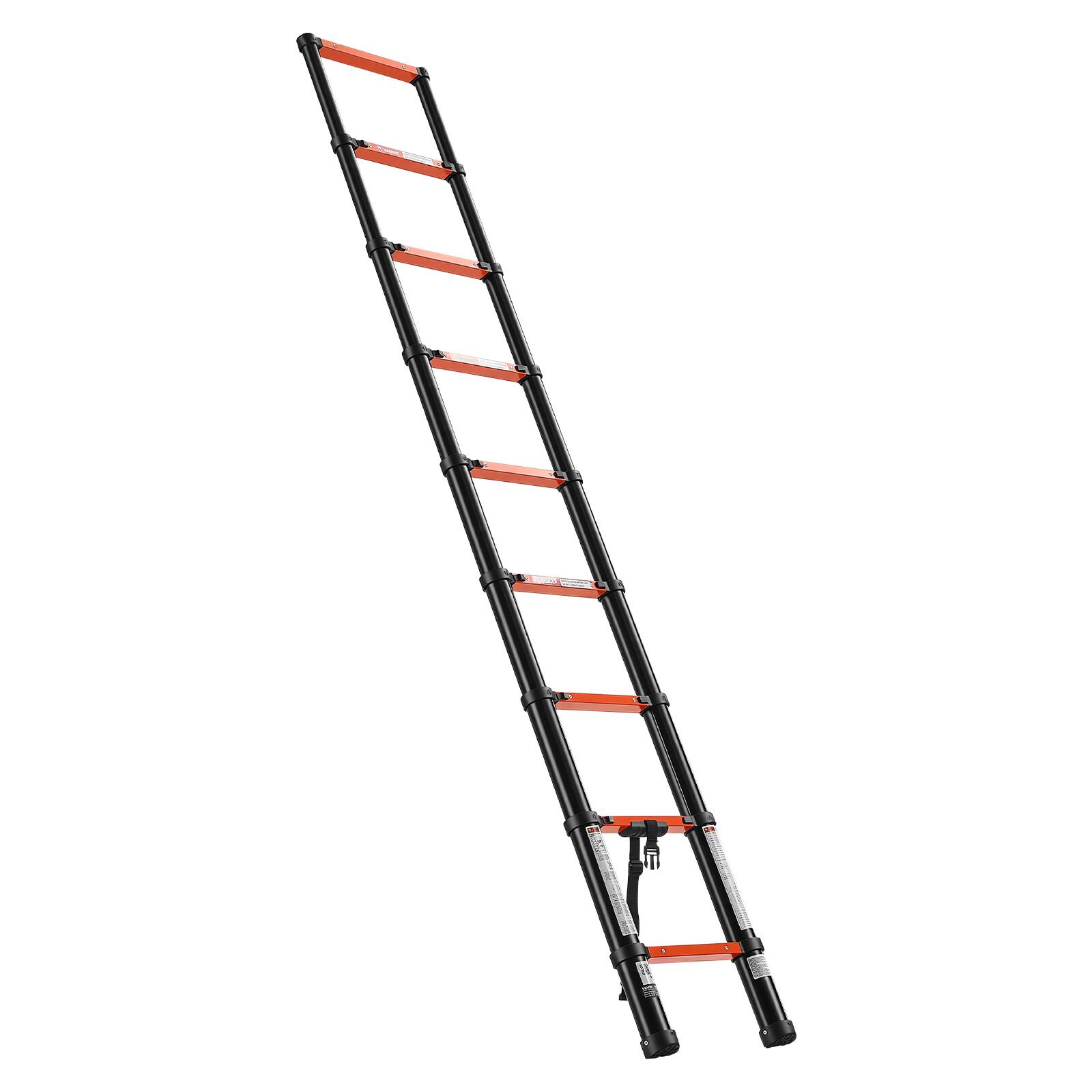Alt View 5. VEVOR - Telescoping Ladder, 8.5 ft Extension Ladder Multi-Button Retraction, Heavy-Duty 330 lbs Capacity, for Home Repairs - Black;Orange.