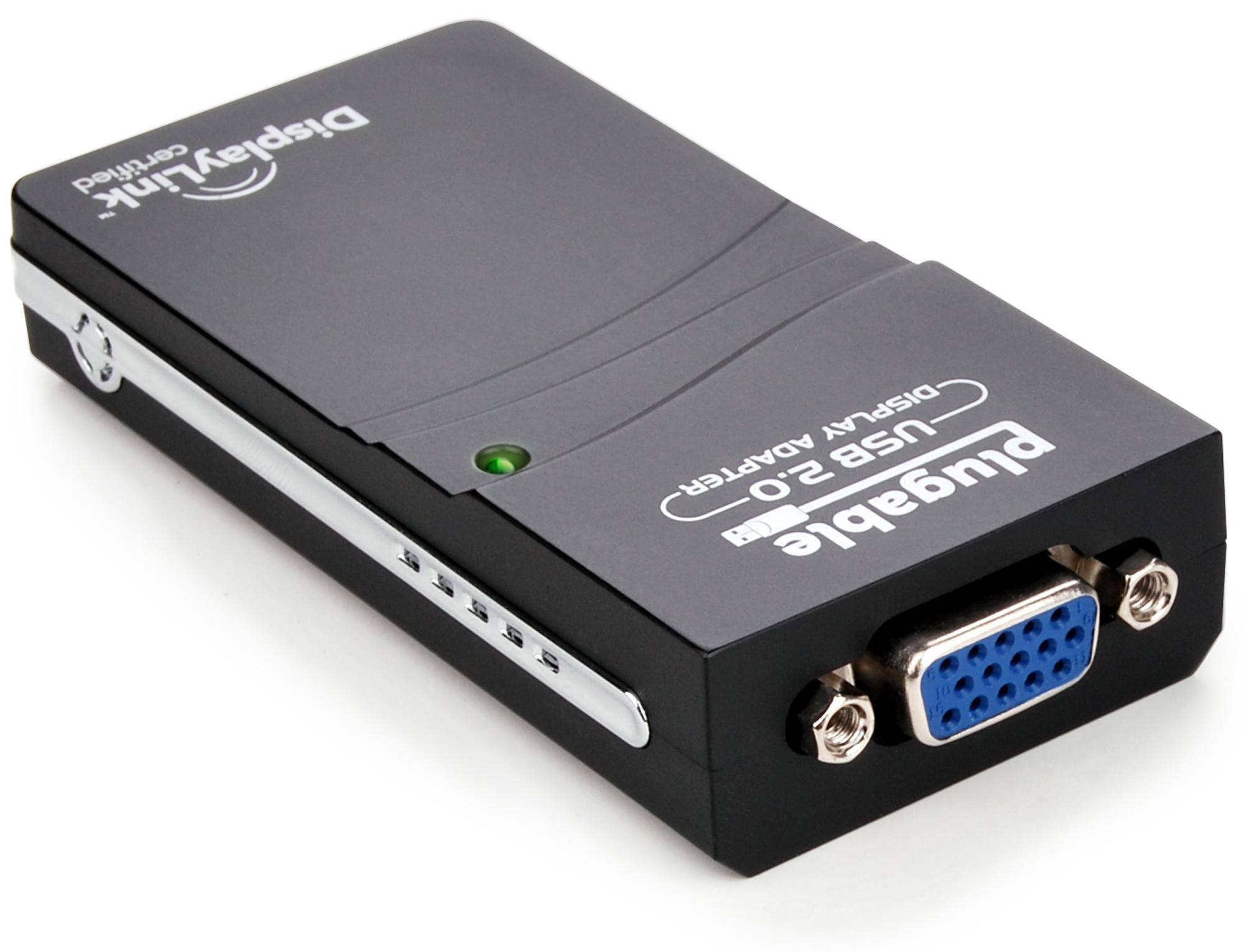 Plugable - USB 2.0 to VGA Video Graphics Adapter for Multiple Monitors up to 1920x1080 - Black