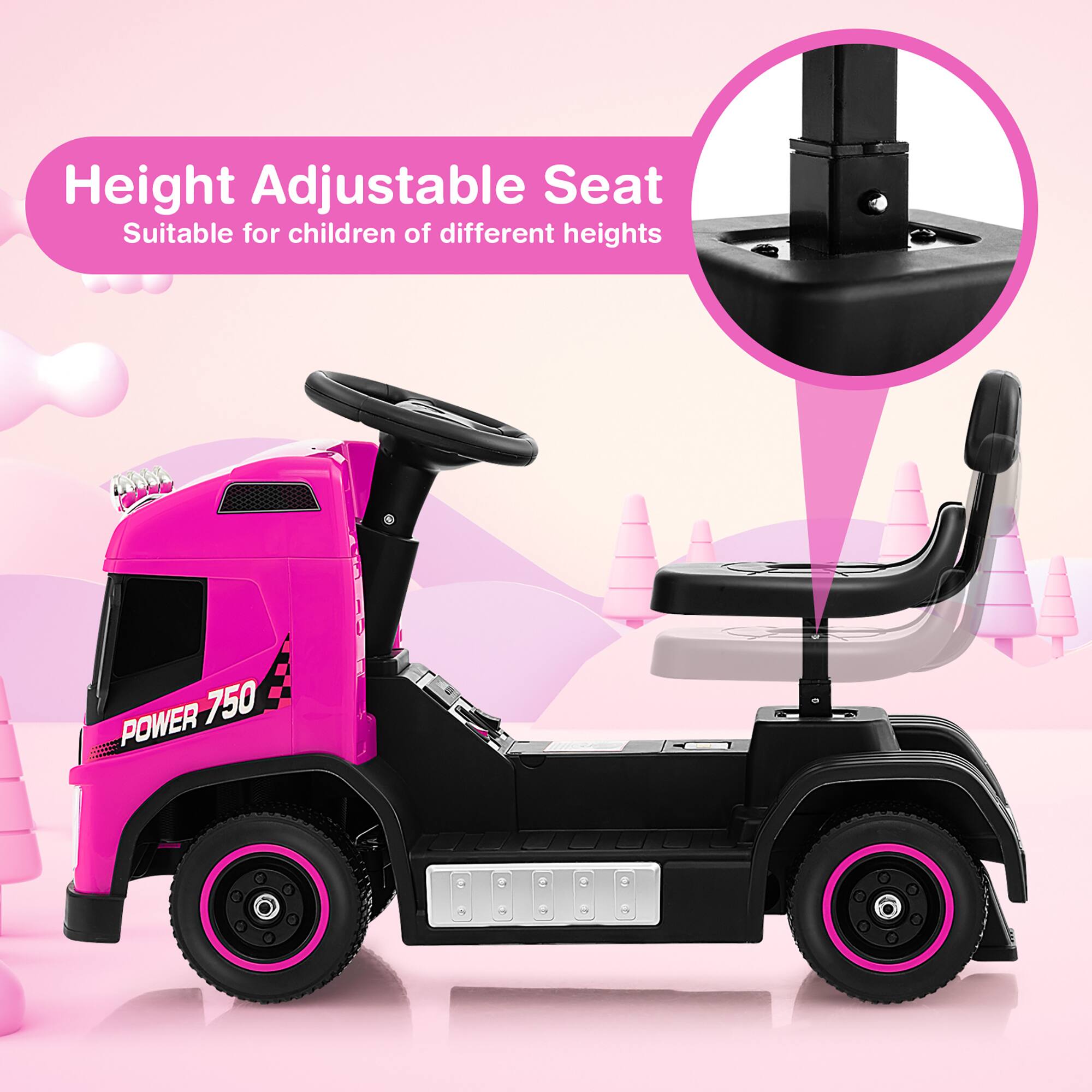 Height Adjustable Seat  
Suitable for children of different heights  

POWER 750