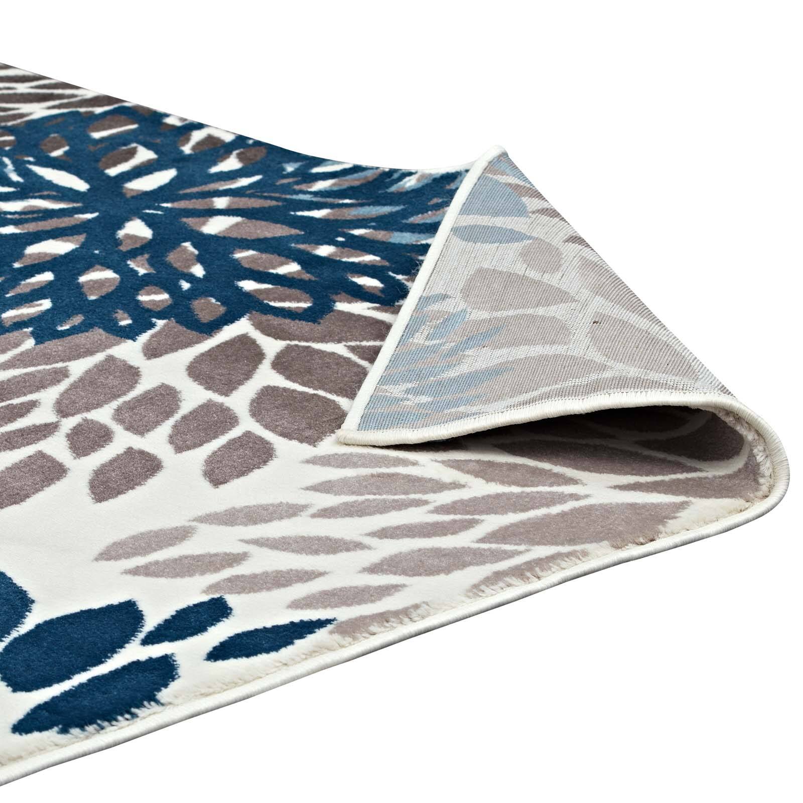Alt View 3. Modway - Calithea Vintage Classic Abstract Floral Area Rug - Blue Brown and Beige.