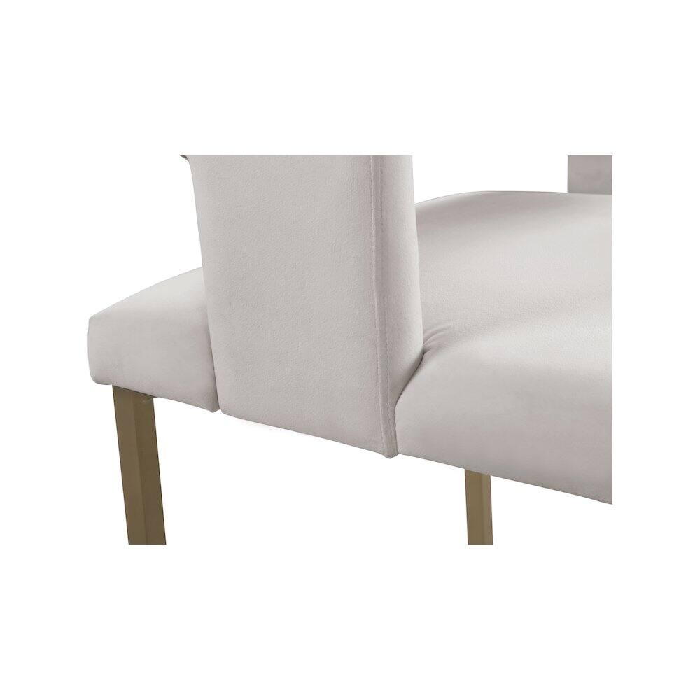 Alt View 4. Meridian Furniture - Caleb Cream Velvet Dining Chair, Set of 2 - Beige.