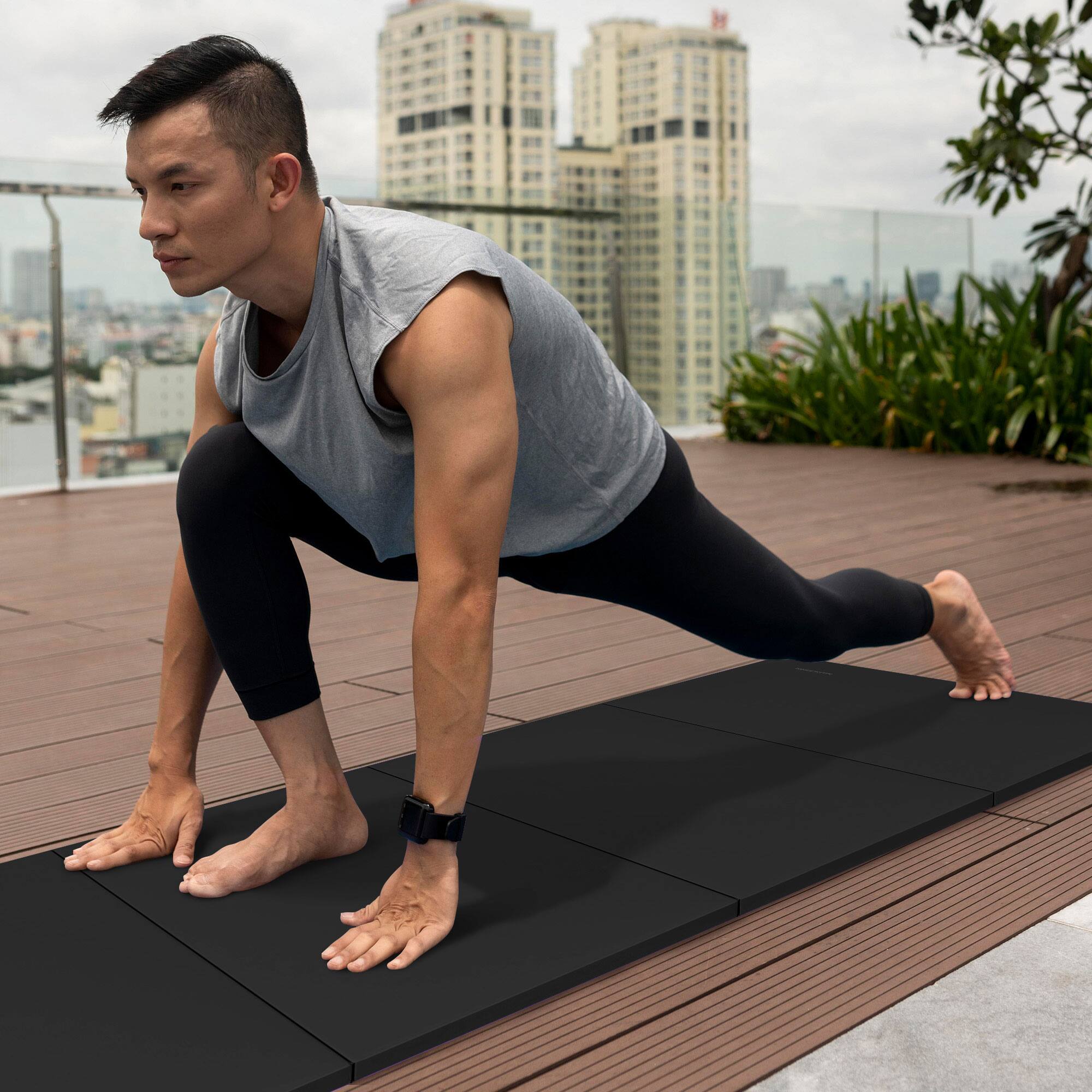 Alt View 5. BalanceFrom Fitness - BalanceFrom 4' x 6' x 2" All Purpose Folding Fitness Gymnastics Gym Mat, Black - Black.