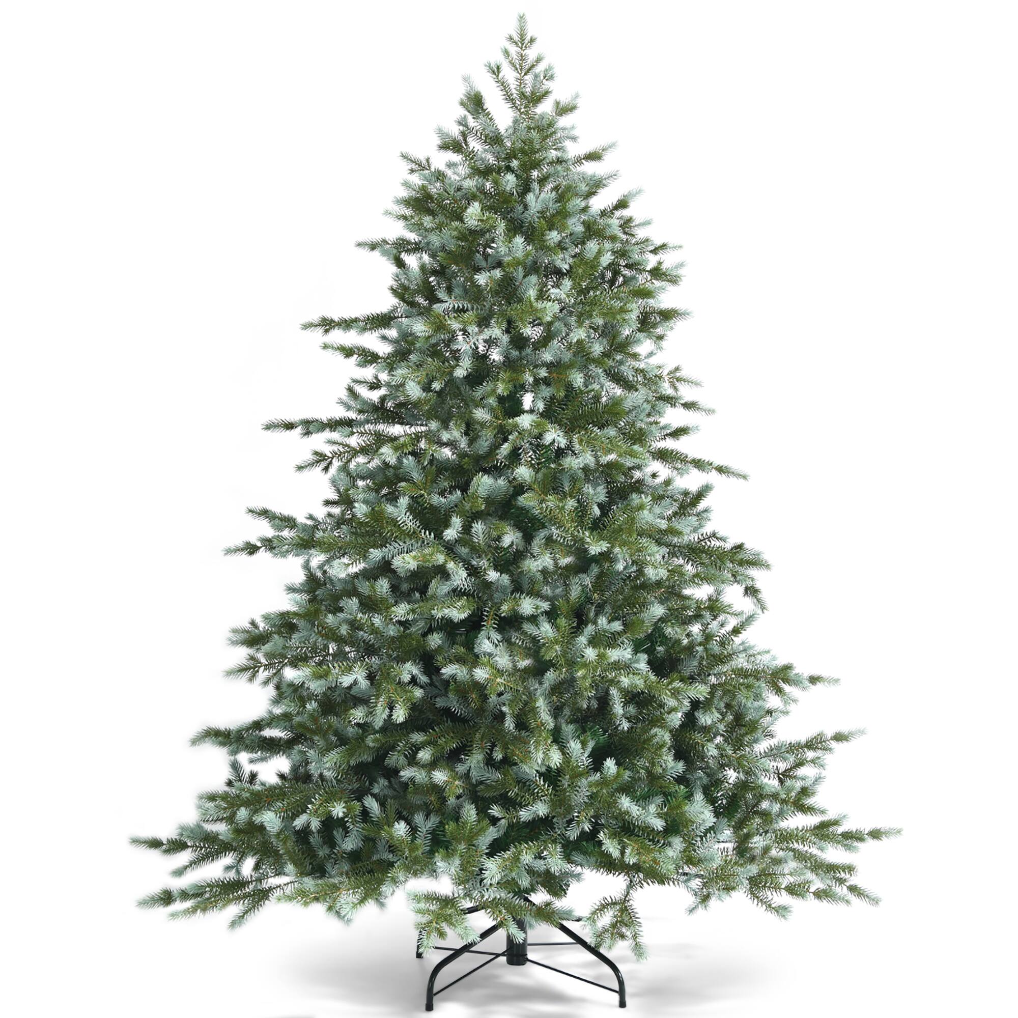 Alt View 19. Costway - 6ft Artificial Christmas Spruce Hinged Tree w/ 892 Mixed PE & PVC Tips - Green/White.