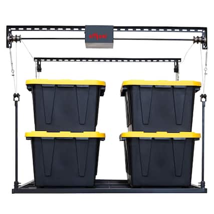 Front. Origami - Origami Motorized Garage Ceiling Storage Rack, 52" x 25" Overhead Lift System - Black.