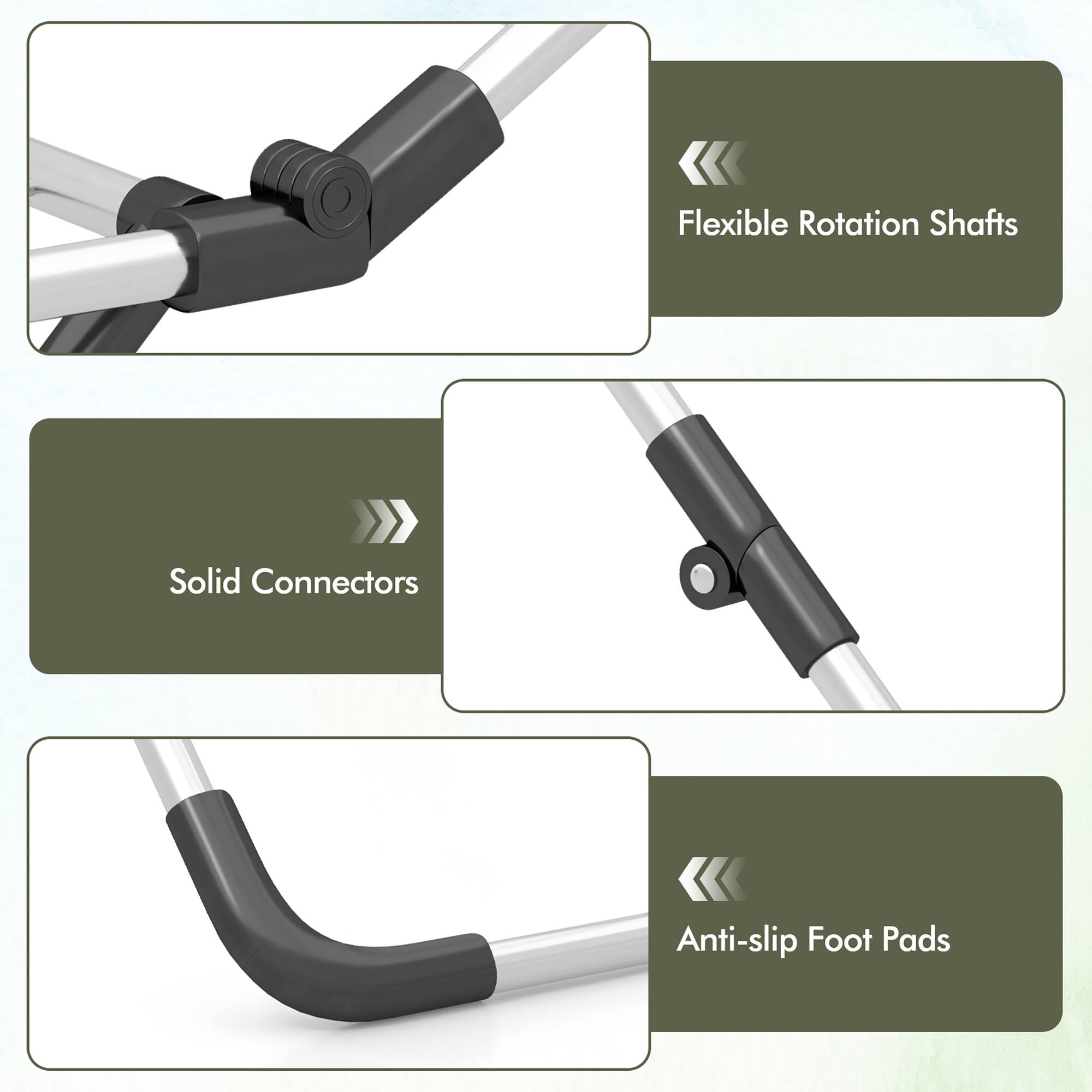 Flexible Rotation Shafts  
Solid Connectors  
Anti-slip Foot Pads