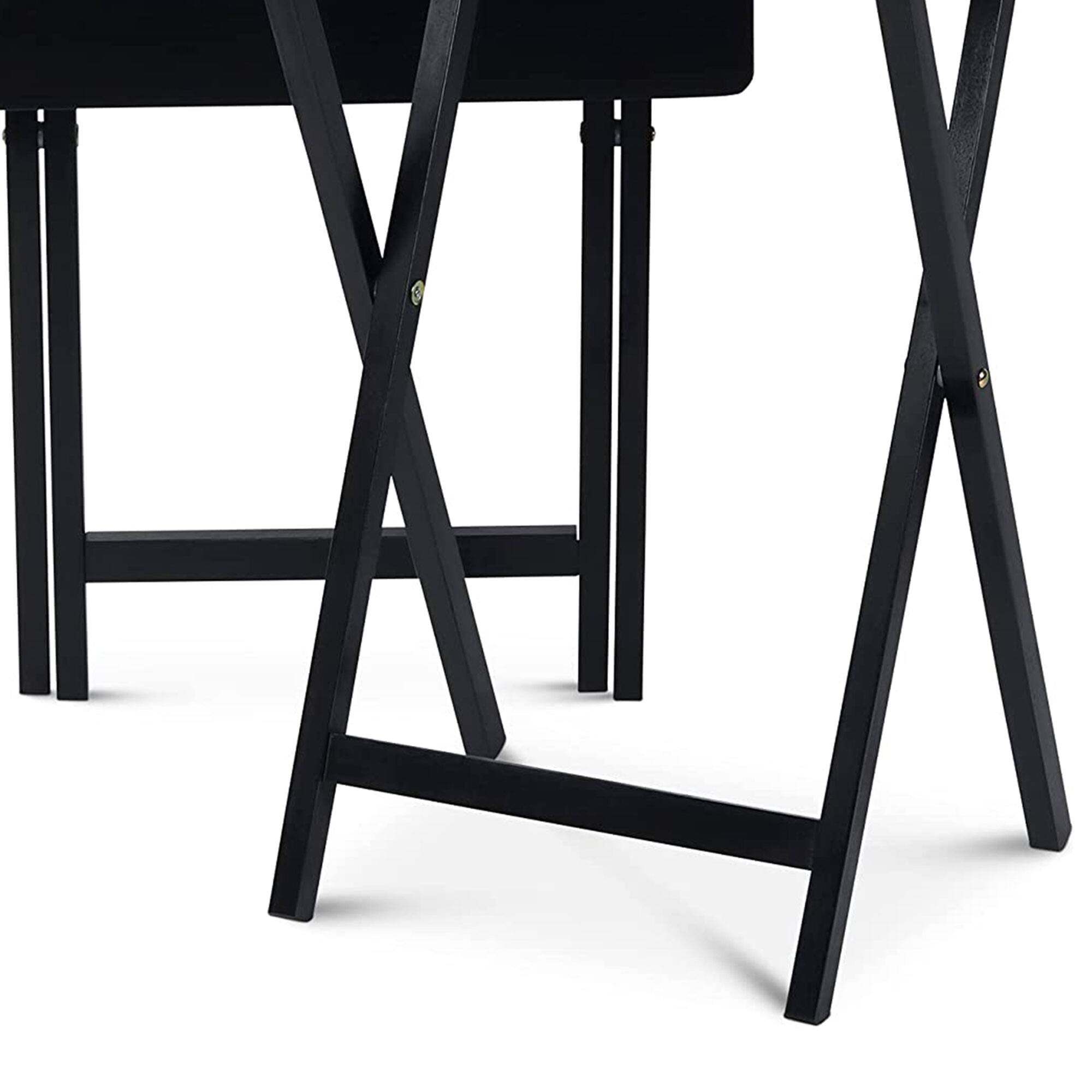 Alt View 8. PJ Wood - PJ Wood Folding TV Tray, Collapsible Portable Snack Tables, Black, 2 Piece Set - Black.