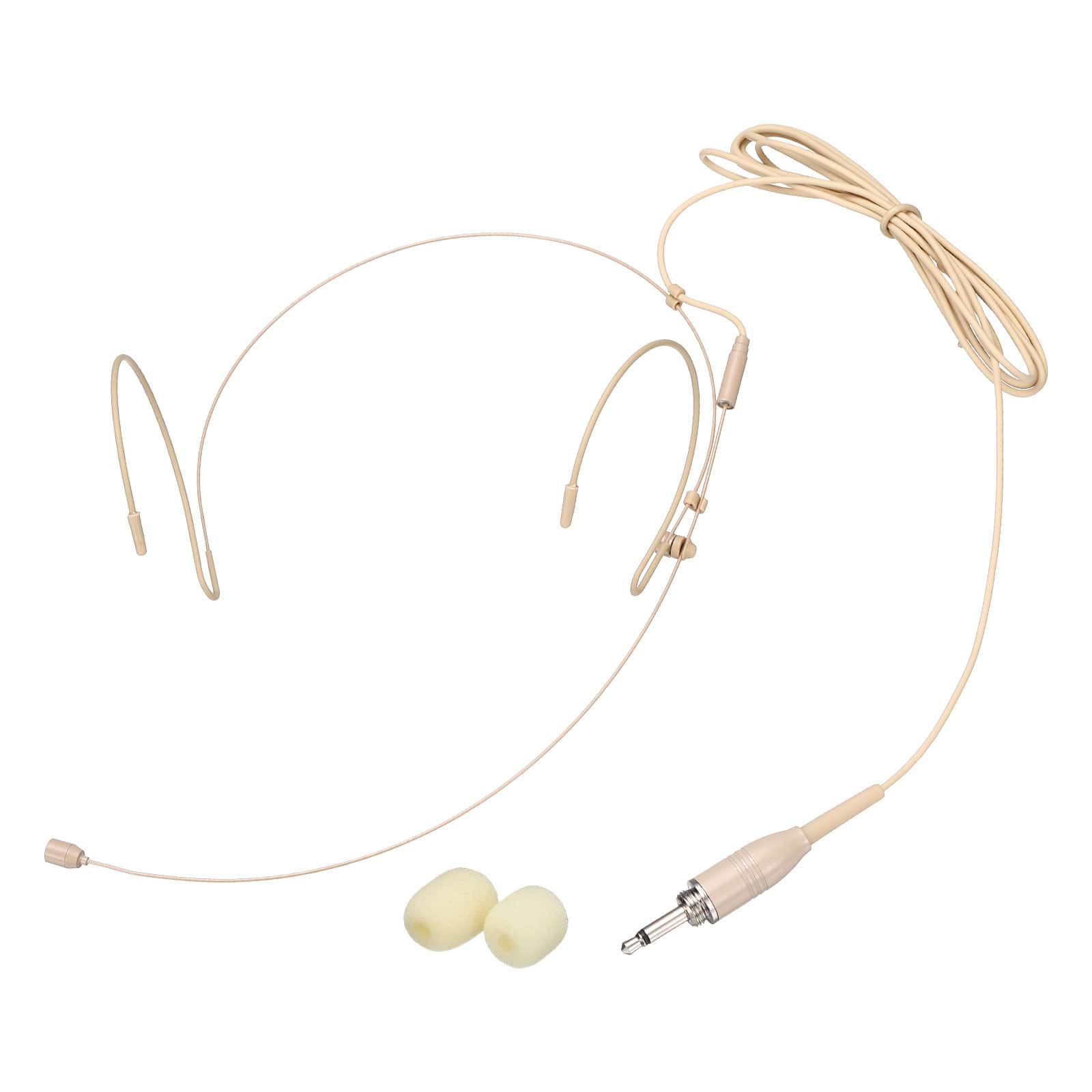 Unique Bargains - Ear Hook Headset Microphone Double Over Ear Omnidirectional Wired Condenser with 3.5mm Thread Screw Plug 3.9ft Cable - Beige