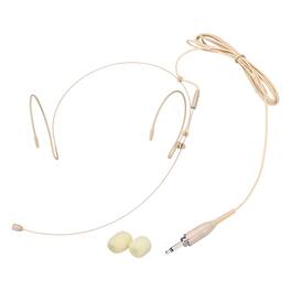 Unique Bargains - Ear Hook Headset Microphone Double Over Ear Omnidirectional Wired Condenser with 3.5mm Thread Screw Plug 3.9ft Cable - Beige