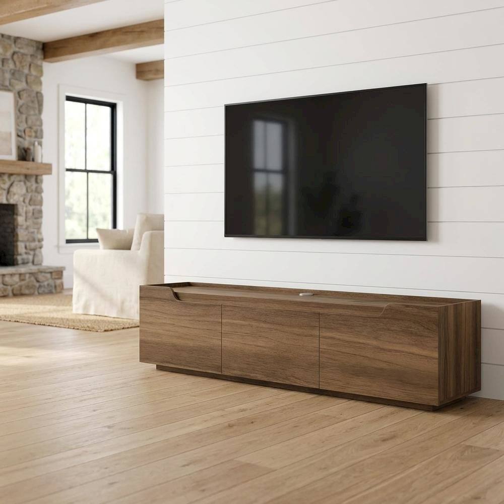 Alt View 2. FurniFact - Wall Mounted TV Stand for Up to 80 Inch TVs with Modern Design - Brown.