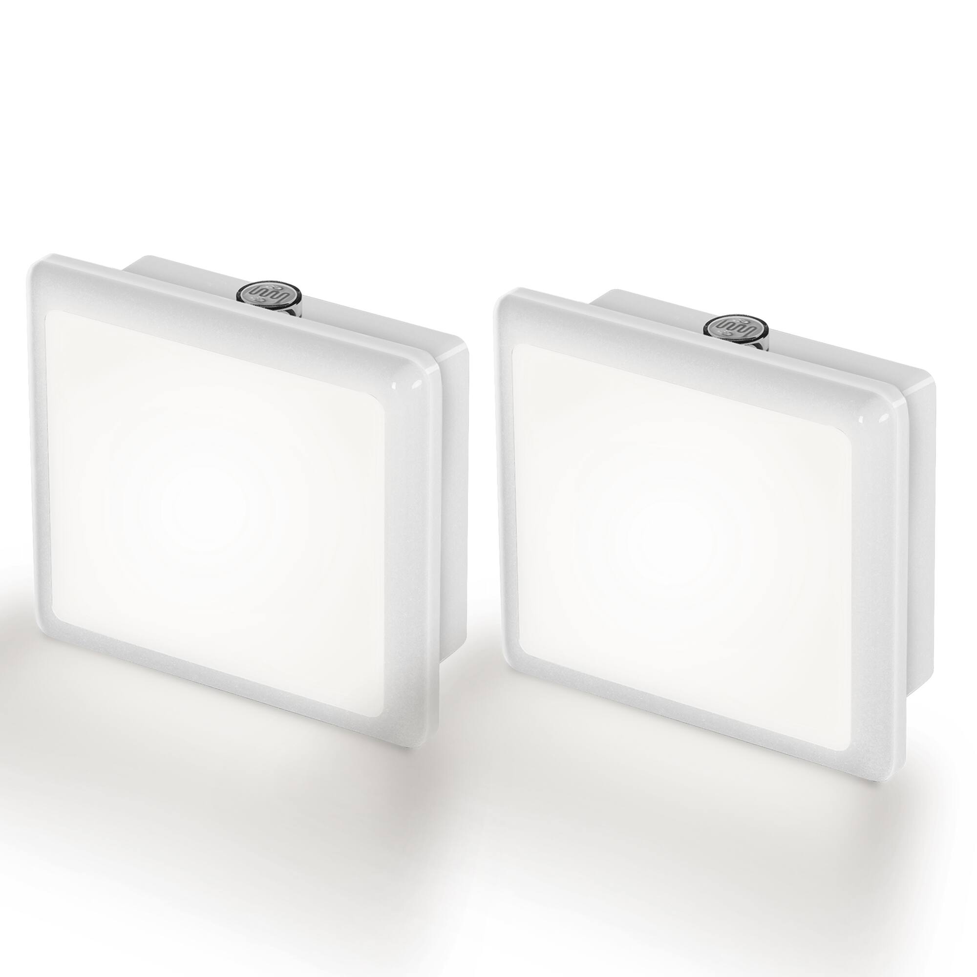 Front. Jandcase - JANDCASE 2-Pack 0.3W Plug-in Night Light, 5000K Daylight White, Compact Square Design, Non-, Dusk-to-Dawn Auto Sensor - White.
