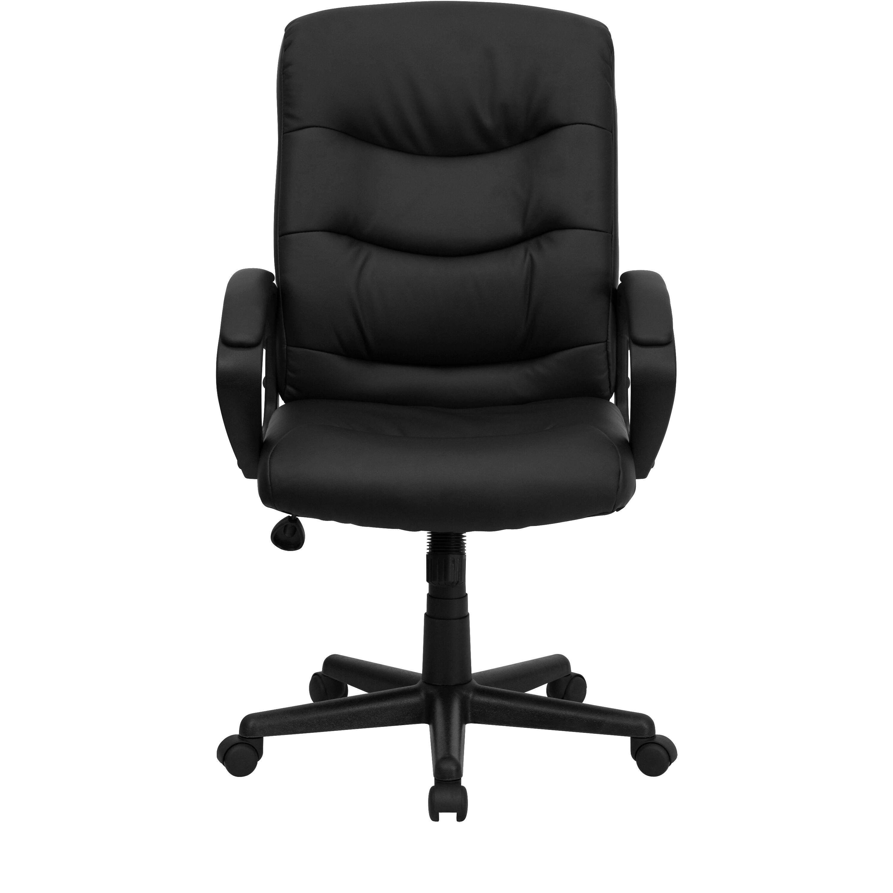 Alt View 7. Emma + Oliver - Mid-Back Fabric Executive Swivel Office Chair with Three Line Horizontal Stitch Back and Arms - Black.