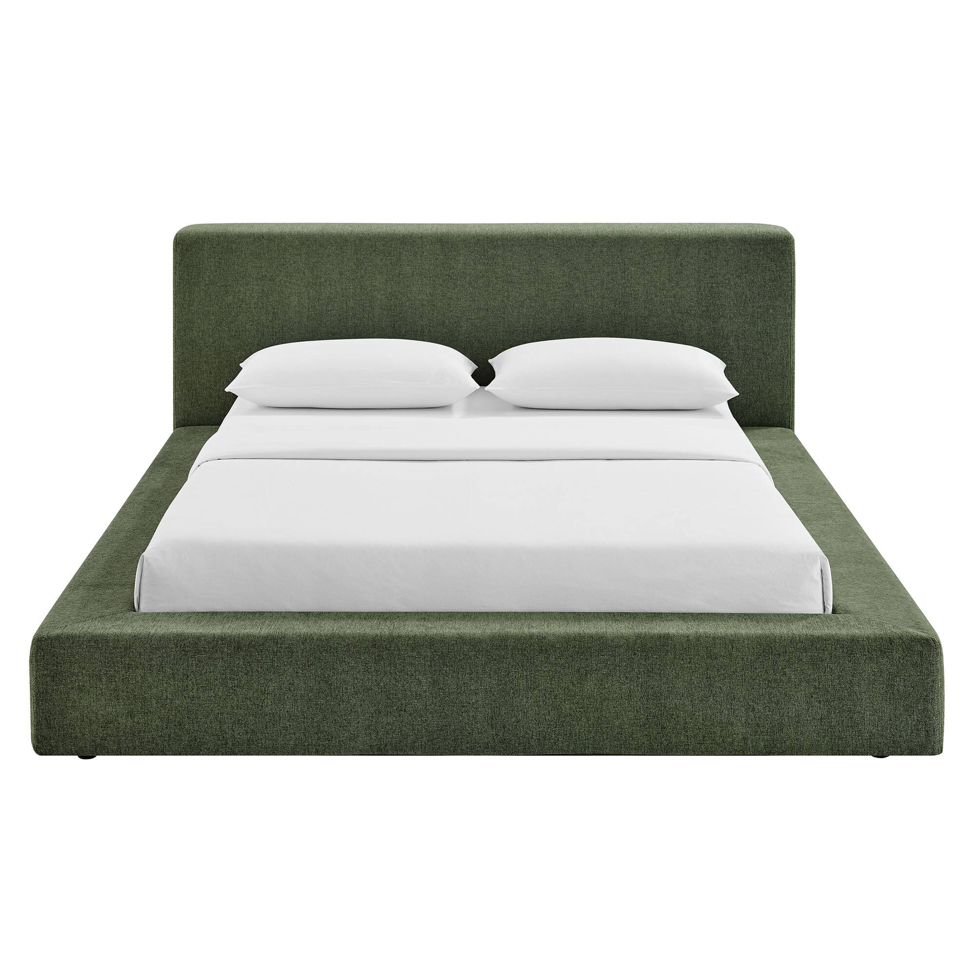 Alt View 5. Modway - Luma Chenille Upholstered King Platform Bed Frame by Modway - Eucalyptus.
