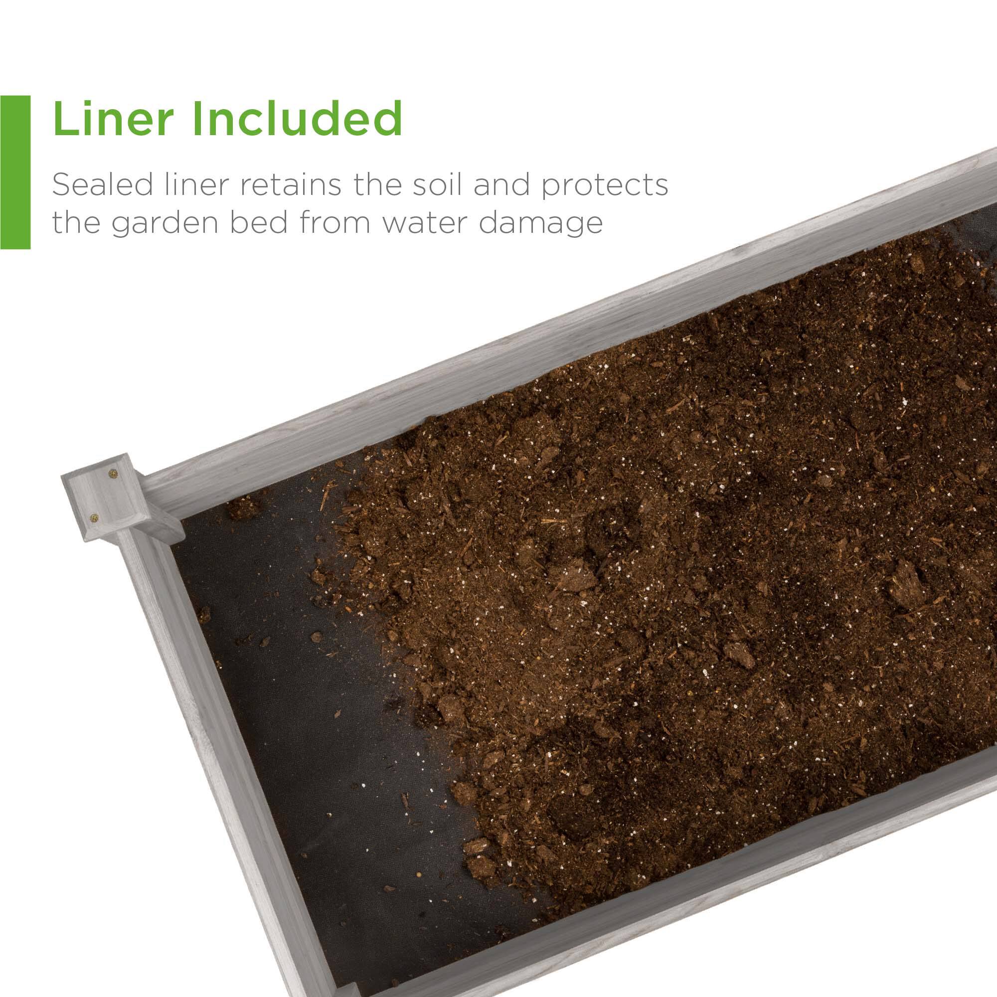 Liner Included

Sealed liner retains the soil and protects the garden bed from water damage