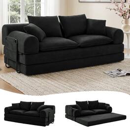 Dyonery - 4-in-1 High Backward-Folding Compressible Cloud Sofa Bed - Corduroy Black - Black