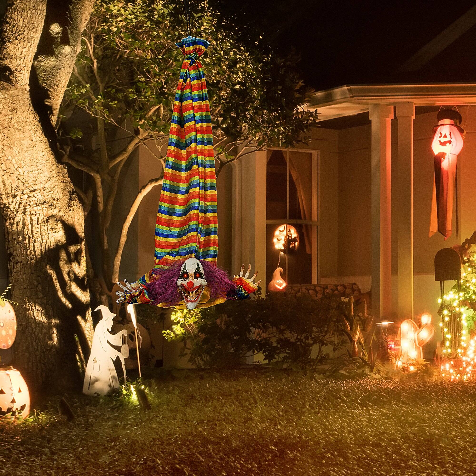 Alt View 1. Boyel Living - 3.8ft Halloween Animatronic Hanging Clown Corpse with Motion Sound Activation Light Up Eyes and Music - Multicolor.