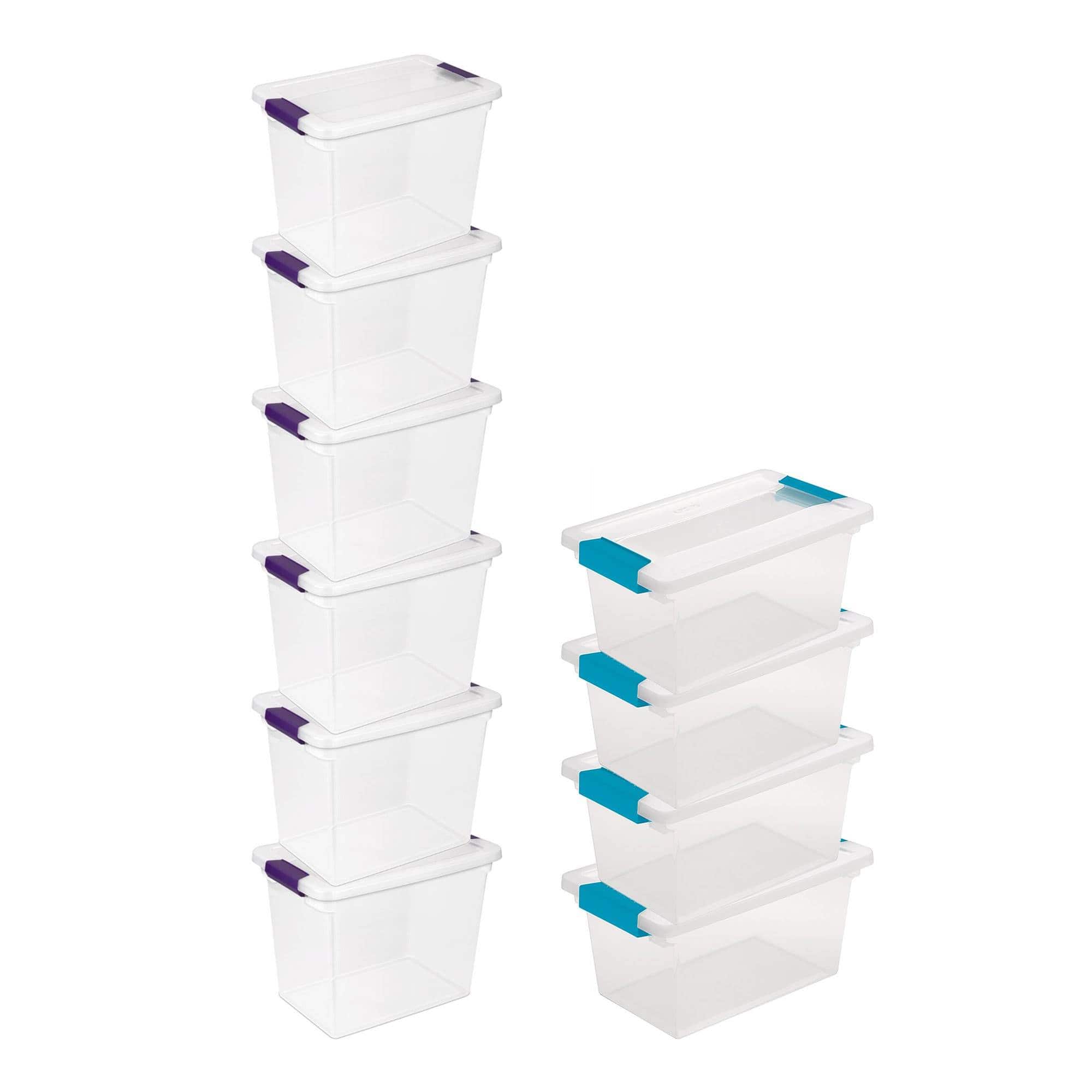 Sterilite - 27 Quart Stackable Storage Box, 6 Pack, & Medium File Clip Box, 4 Pack
