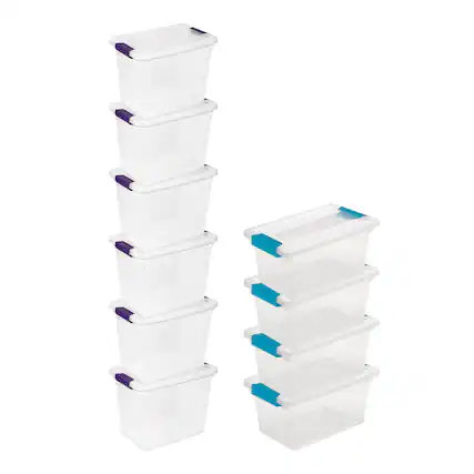 Front. Sterilite - Sterilite 27 Quart Stackable Storage Box, 6 Pack, & Medium File Clip Box, 4 Pack.