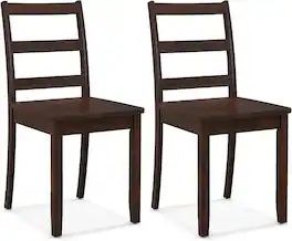 Costway - Dining Chairs Set of 2 Wood Dining Room Kitchen Side Chairs - Brown