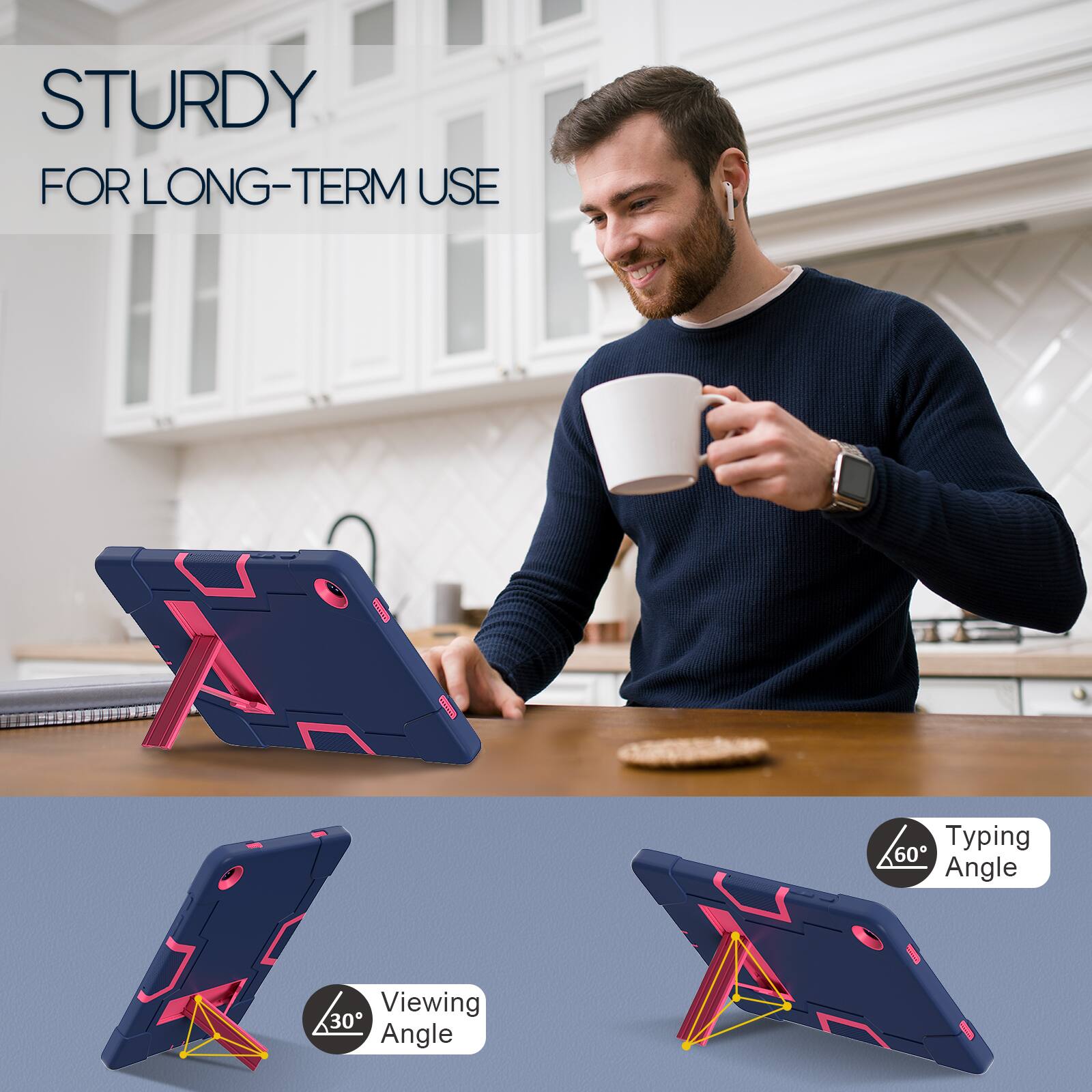STURDY FOR LONG-TERM USE

Typing 60° Angle

Lav Viewing 30° Angle