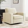 KERDOM - Swivel Single Sofa Chair, Living Room Armchair, Rotating Base Accent Sofa Upholstered Side Chair, Washable Pillow Cover - Beige