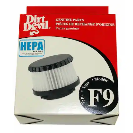 Dirt Devil
GENUINE PARTS
PIÈCES DE RECHANGE D'ORIGINE
Piezas genuinas
HEPA MEDIA
Traps 99.97% dust and pollens down to 0.3 microns
Modelo Tipo Type F9