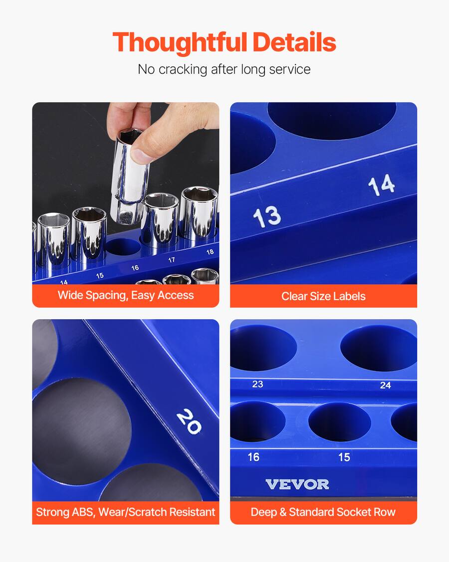 VEVOR Magnetic Socket Organizer Set, 8PCS Socket Holder, 1/4'', 3/8 ...