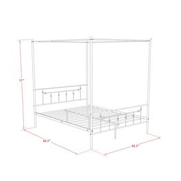 East West Furniture - ATQCBLK Anniston Canopy Bed with Deluxe Style Headboard and Footboard - Luxurious Metal Frame in Powder Coating - Black