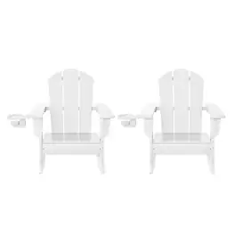 WestinTrends - Malibu Outdoor HDPE Plastic Preschool Toddler Classic Adirondack Rocking Chairs (Set of 2) - White