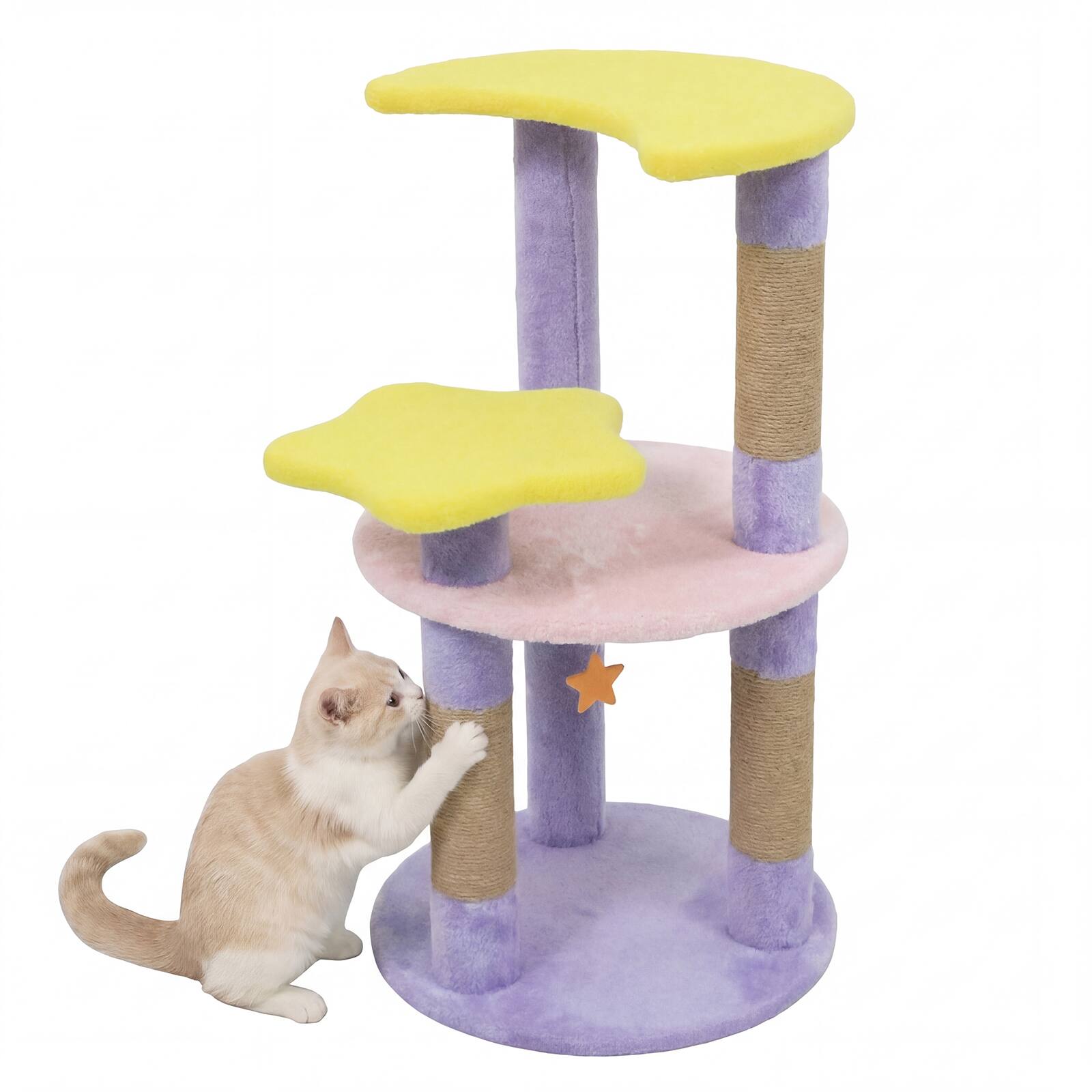 Front. Costway - Costway 29" Cute Modern Cat Tree with Star & Moon Shaped Platforms, Jute Scratching Posts.