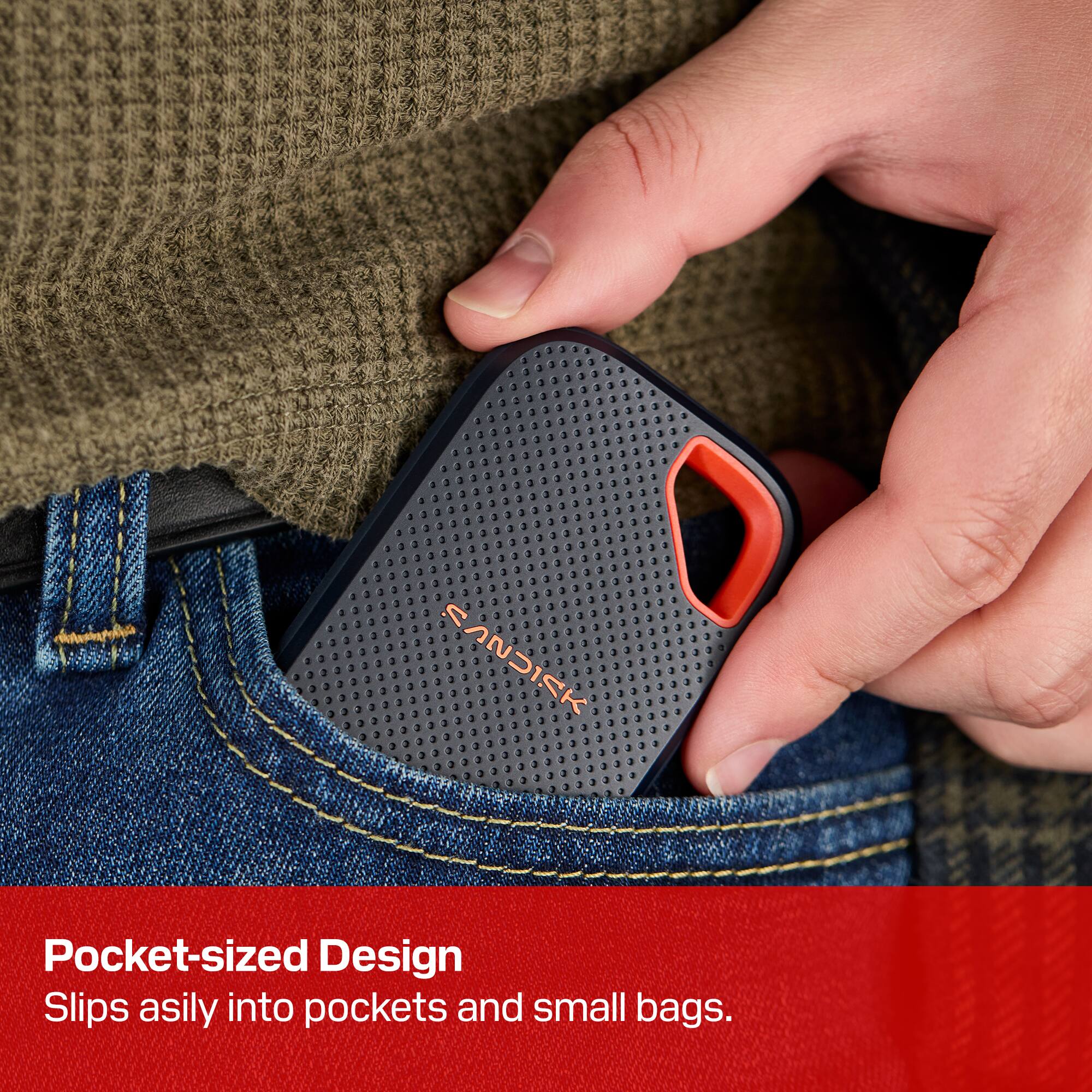 Pocket-sized Design  
Slips asily into pockets and small bags.
